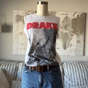 Bravado Drake Concert Graphic Muscle Tank Top White Red Logo XS Made in USA